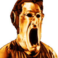 a close up of a man with his mouth open