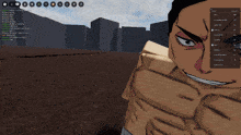 a screenshot of a video game shows a man 's face and a few icons