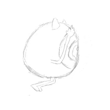 a black and white drawing of a monster with a cat 's head