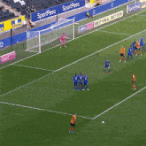 a soccer game is being played in a stadium with sky bet advertising on the sidelines
