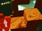 a screenshot of a video game with arrows pointing upward