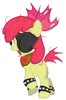 a cartoon pony with a scarf around her neck and a red mane