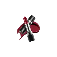 two avon lipsticks with a swatch of red lipstick on a white background