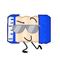 a drawing of an accordion with sunglasses on