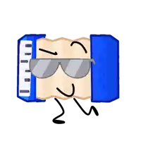 a drawing of an accordion with sunglasses on