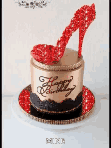 happy birthday glitter red shoe