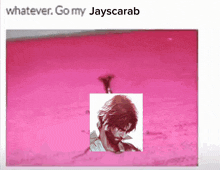 a pink background with a picture of a man and the words whatever go my jayscarab