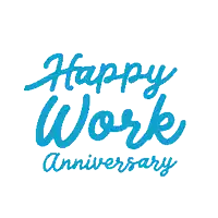 a blue circle with the words happy work anniversary inside