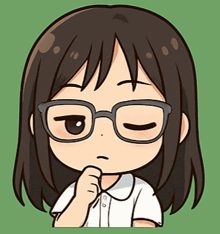 a girl wearing glasses has her eyes closed