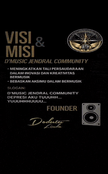 a poster that says visi misi d' music jenesia