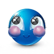 Blue Emoji Blush GIF - Blue Emoji Blush Giggle GIFs