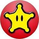a yellow star with a crown on top of it is on a red circle .