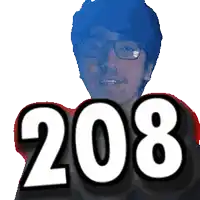 a pixelated image of a man with glasses and the number 208 behind him
