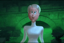 a cartoon character with gray hair and big eyes