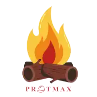 a logo for a company called protmax with a fire