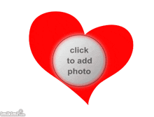 a red heart with the words click to add photo on it