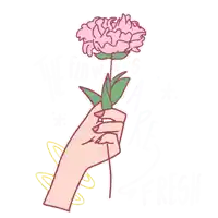 a drawing of a hand holding a flower with the words and their faces sweet