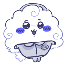a cartoon drawing of a sheep with the letter gu on its chest