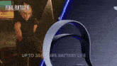 a video game advertisement for final fantasy vii rebirth shows cloud strife