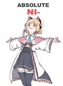 a drawing of a girl with cat ears and the words absolute ni-