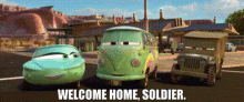 Cars Sarge GIF - Cars Sarge Welcome Home Soldier GIFs
