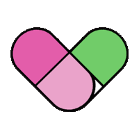 a pink and green heart shaped eraser on a white background