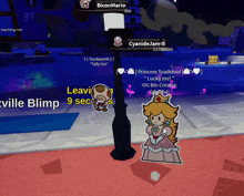 a screenshot of a video game with a princess peach and a toad