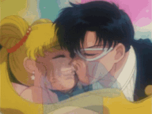 a cartoon of a man and a girl hugging