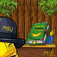 a book called mad banana union sits on a table