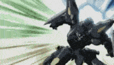 a black robot is flying through the air with its arms outstretched .