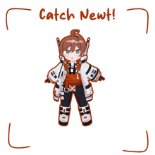 a drawing of a cartoon character with the words catch newt below it