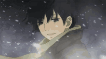 anime smile snow cold windy