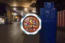 a sign that says 70 is next to a slot machine