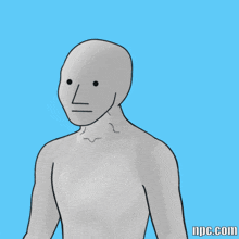 a drawing of a man holding a red exclamation point with the website npc.com underneath