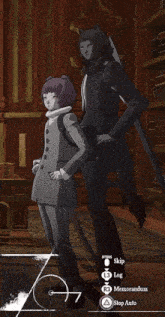 a screenshot of a video game shows a man and a girl