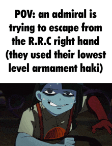 a picture of a girl with a caption that says pov an admiral is trying to escape