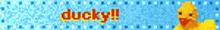 a blurry picture of a yellow rubber duck with the words ducky in red