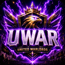a logo for uwar united warlords with a crown on an eagle