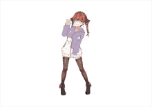 a drawing of a girl with red hair wearing a red dress