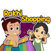 a cartoon illustration of a boy and a girl with the words " rakhi shopping "