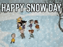 Happy Snow Day Kids Peanuts GIF - Happy Snow Day Kids Peanuts Ice Skating GIFs