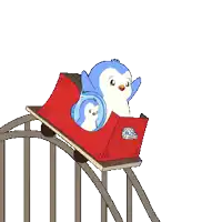a roller coaster with a penguin on it