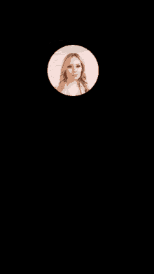a close up of a woman 's face in a circle