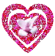 a heart made of pink hearts with a white dove in the middle .