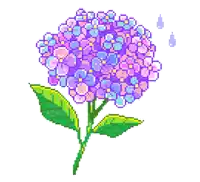a pixel art illustration of a purple and pink flower