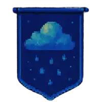 a blue shield with a cloud on it