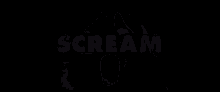 a blue background with the word scream in white