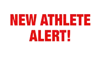 a sign that says " new athlete alert " in red on a white background