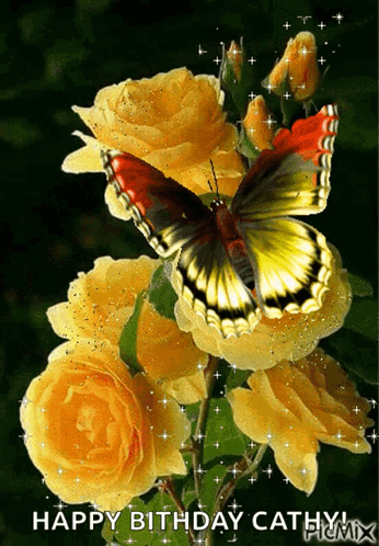 yellow roses and butterflies