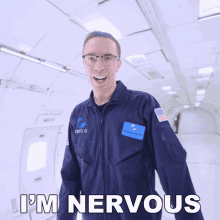 a man in a space suit says i 'm nervous in front of him